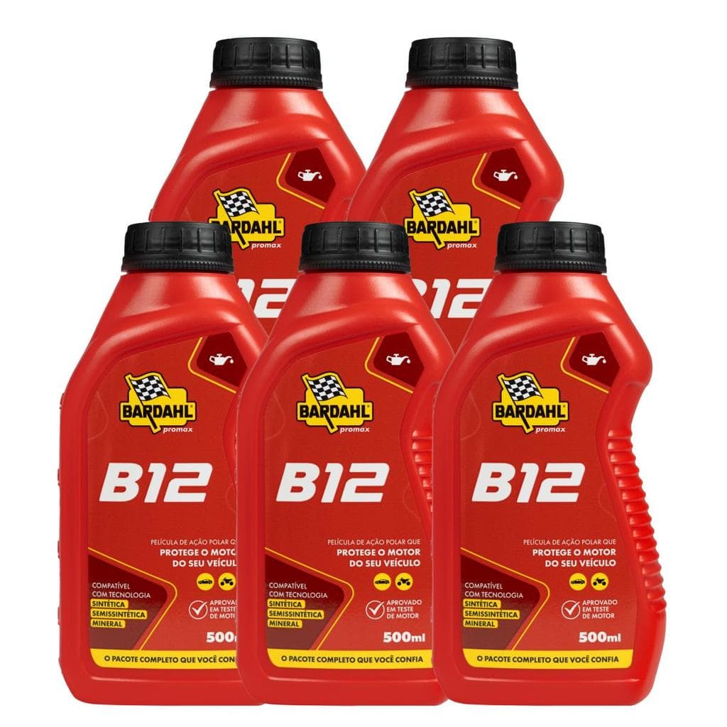 Aditivo Óleo Motor Bardahl B12 500ml Kit 5 Un. Gasolina