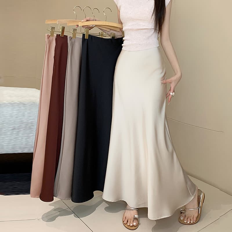 Plus Size roupas femininas irmã gorda 2025 verão novo estilo All-Match cintura alta mais magro olhar A linha saia Drape