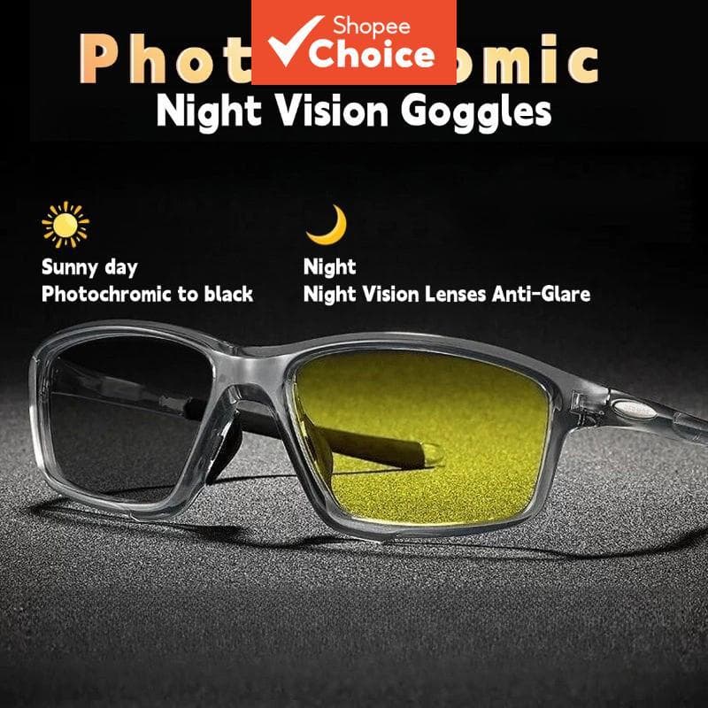 Óculos esportivos outdoor, óculos de ciclismo fotocromáticos para visão noturna, uso diurno e noturno com proteção UV