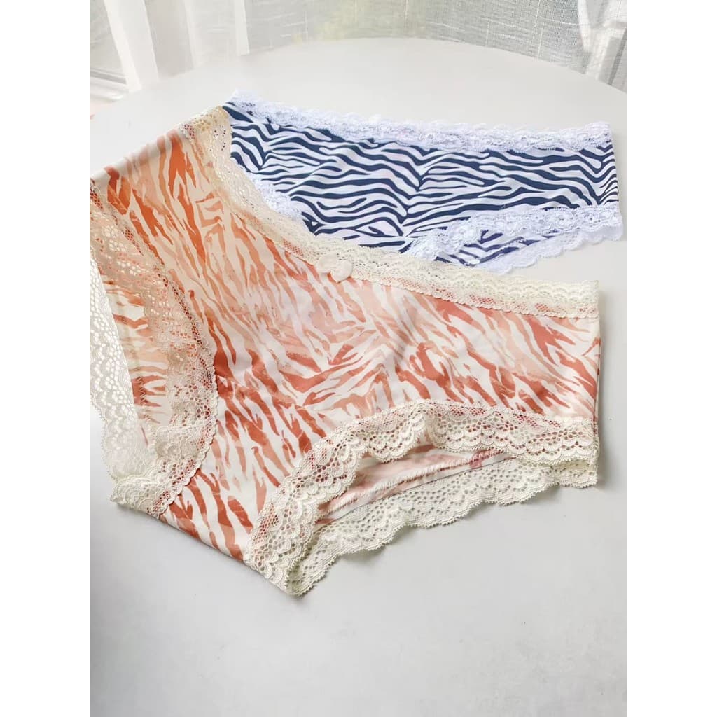 Rosa menina verão novo produto leite legal Zebra padrão calcinha feminina pele-amigável renda algodão interior cintura b
