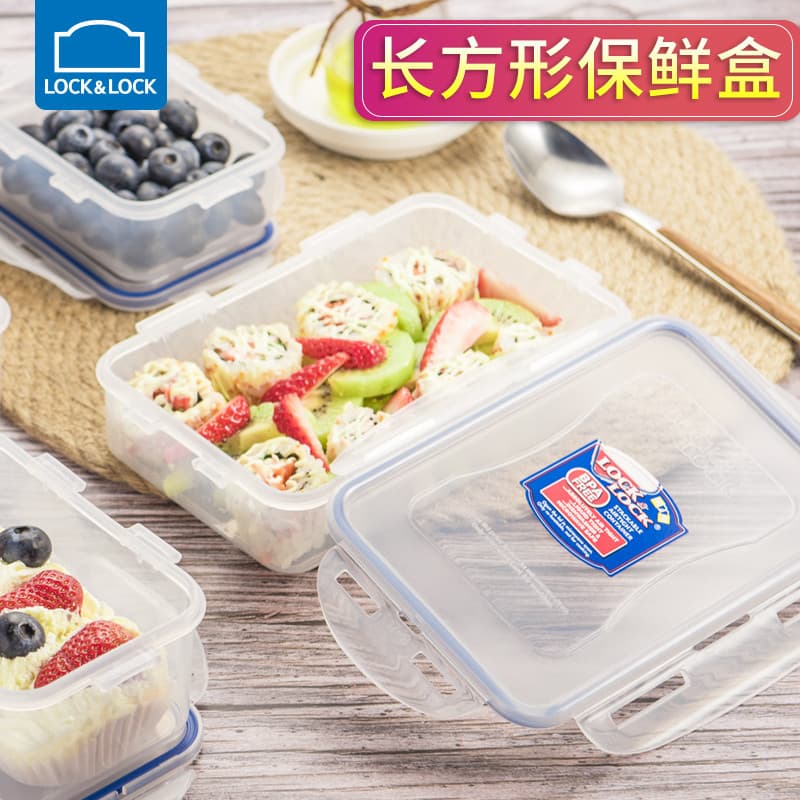 Lock & lock retangular caixa de plástico lancheira selada microondas aquecimento disponível caixa de frutas