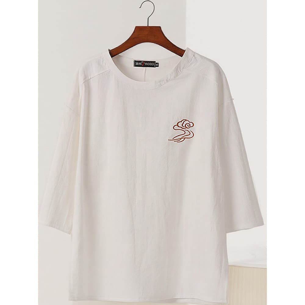 Camiseta masculina 2025 novo estilo branco manga três quartos Plus Size roupas masculinas de alta qualidade roupas de ru