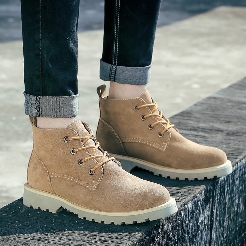 Botas Martin de couro genuíno genuíno Botas femininas da moda Botas curtas ao ar livre Botas de deserto impermeáveis Bot