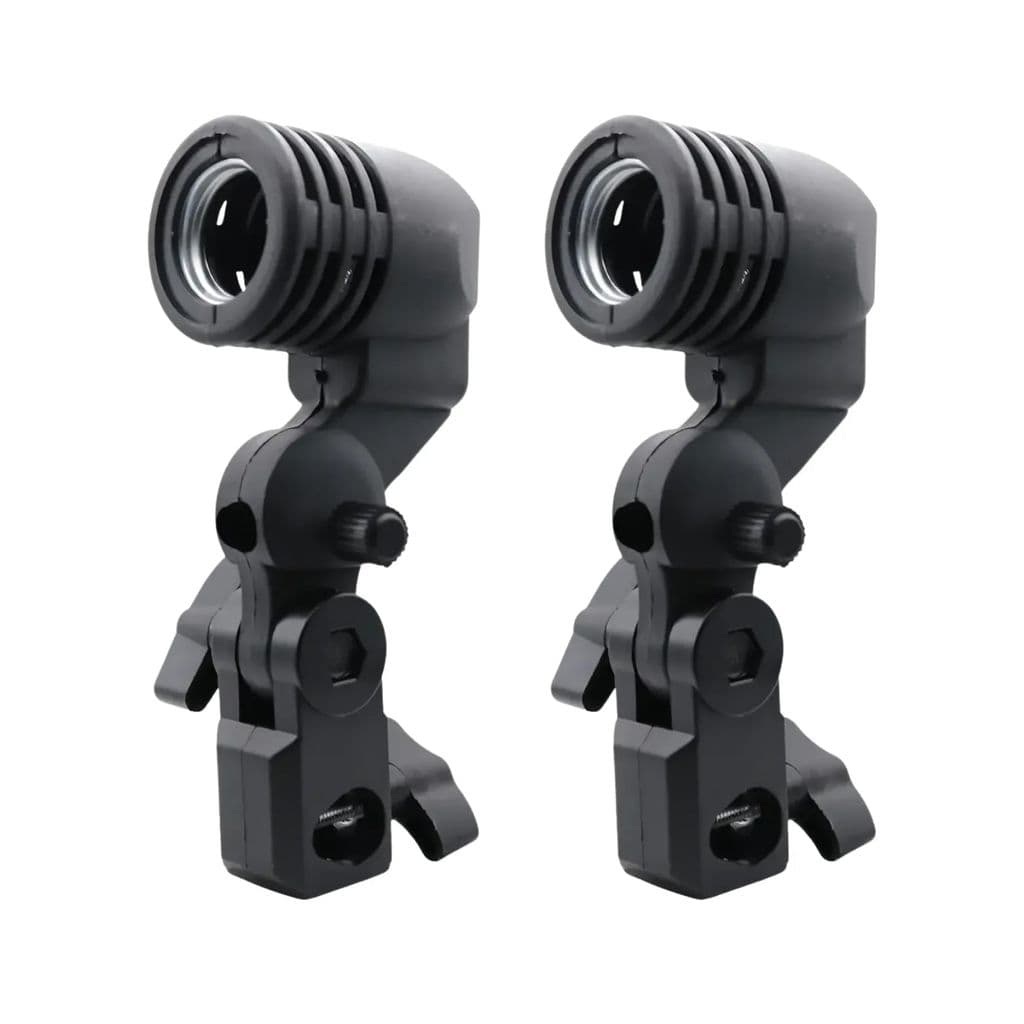 Kit 2 Suportes E27 P/ Iluminador Sombrinha Soquete Preto C/ Fio Nf