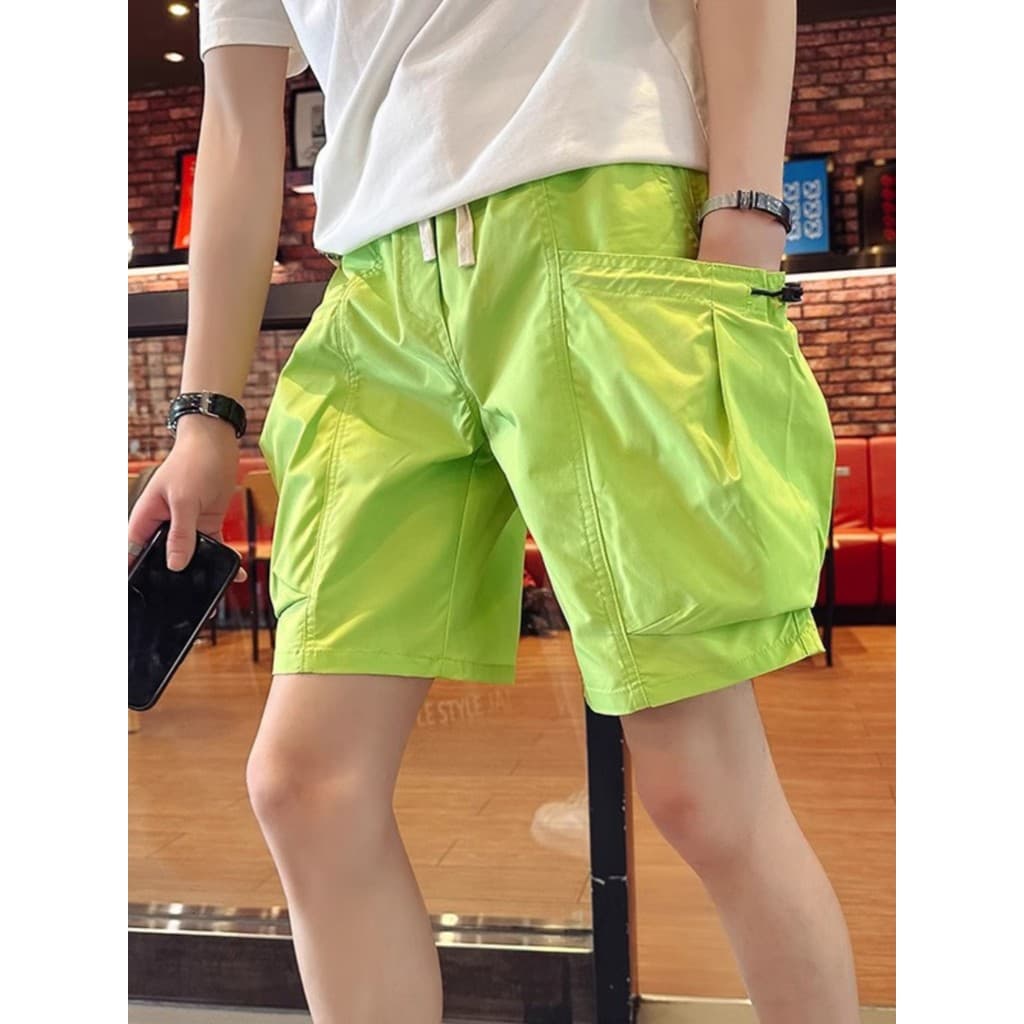 Macacão de bolso grande Shorts masculino Casual solto de secagem rápida calças de cinco pontos estilo fino meados de com