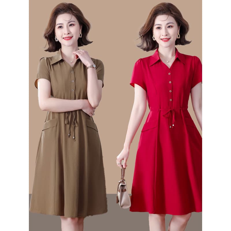 Estilo ocidental senhoras verão lapela camisa saia feminina rendas cintura estreita mais magro olhar vestido de comprime