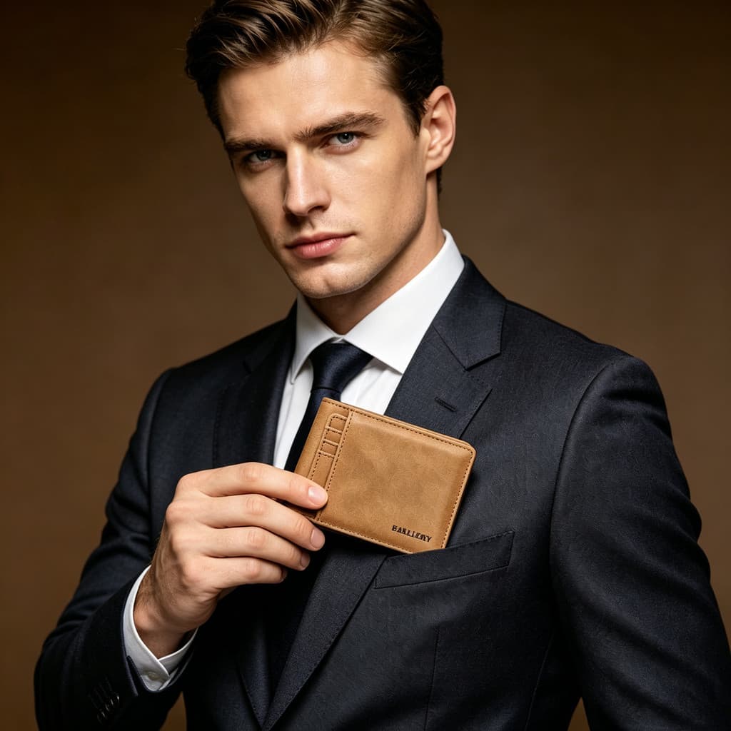 Carteira masculina High-End Retro zíper carteira curta simples pequena carteira titular do cartão masculino