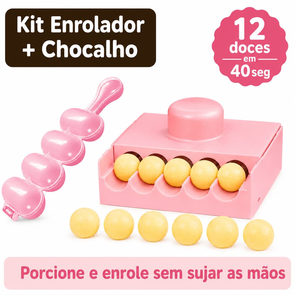 Kit Enrolador Boleador + Chocalho Divisor de Doces Brigadeiro Beijinho 12g 16g Blue Star