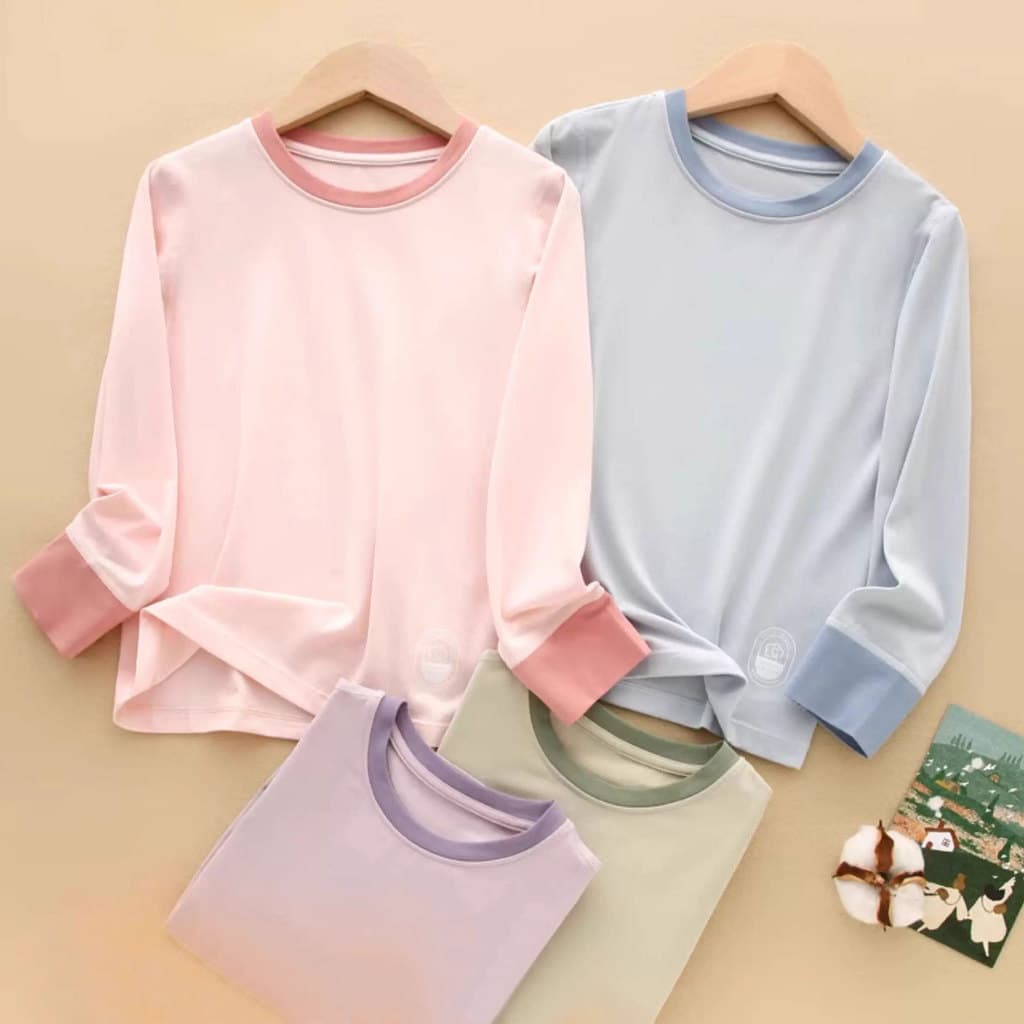 Algodão + Modal conjunto de roupa interior infantil médio grande roupas de outono calças compridas meninos meninas roupa