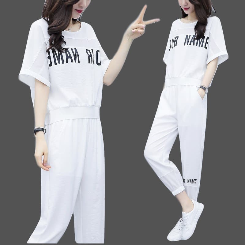 Irmã gorda Casual terno esportivo feminino 2026 verão novo estilo solto de manga curta moda estilo ocidental reduzindo a