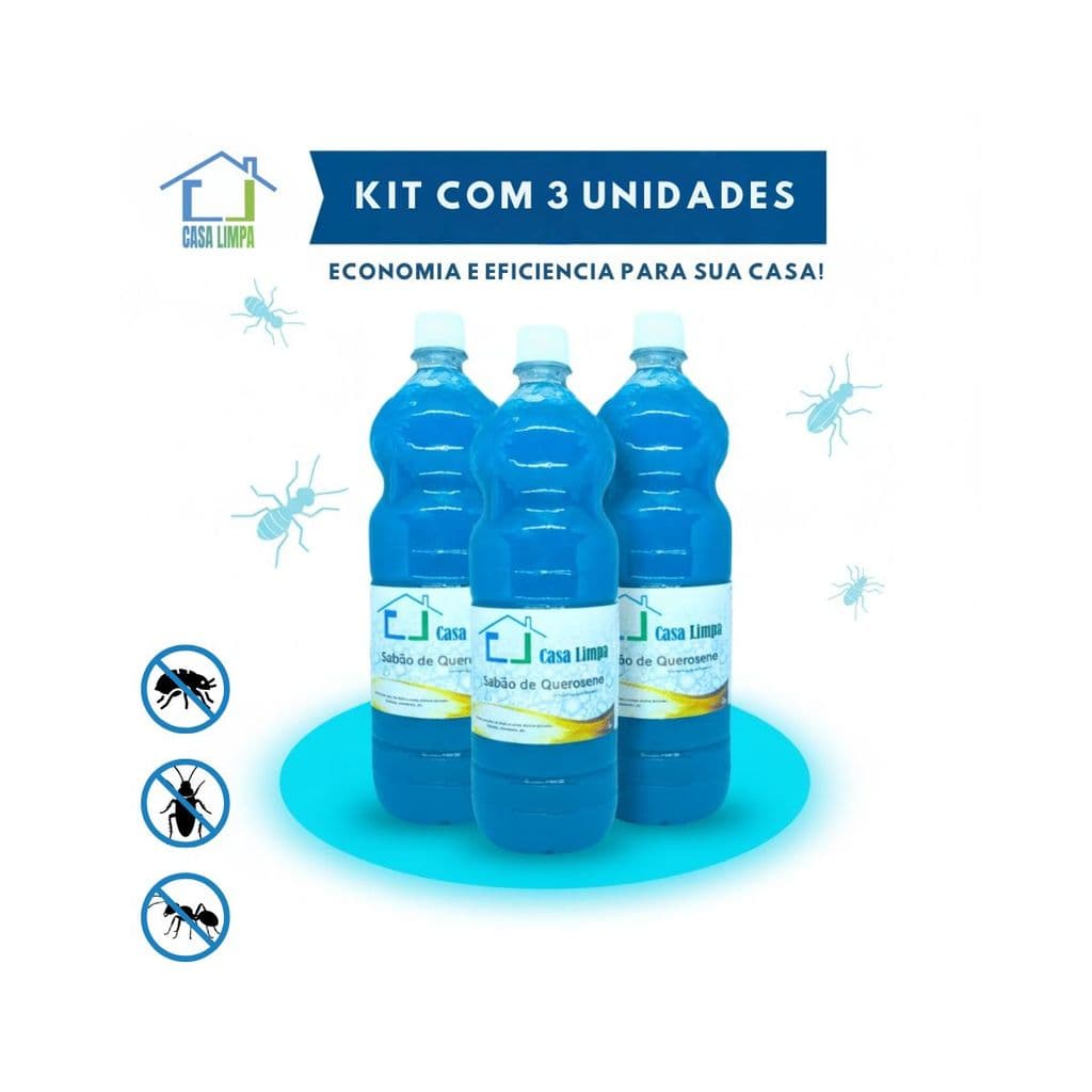 KIT 3 un SABAO DE QUEROSENE 1L CASA LIMPA
