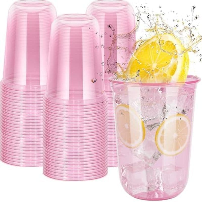 60 peças de óculos transparentes descartáveis sem alça 12 onças (cerca de 340.2 g) Copo de vinho de plástico de cristal