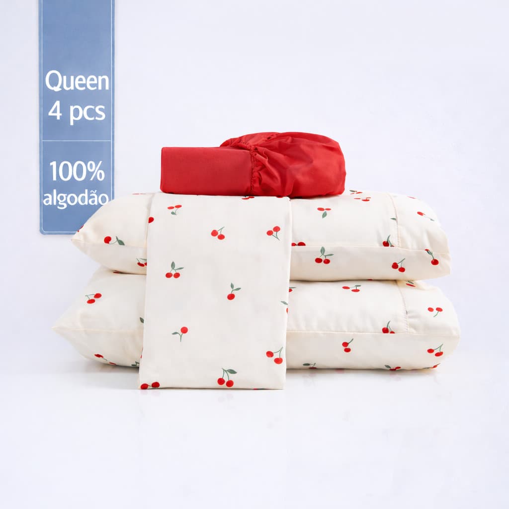 Jogo De Lençol Queen 4 Peças 100% Algodão 200 Fios Estampado