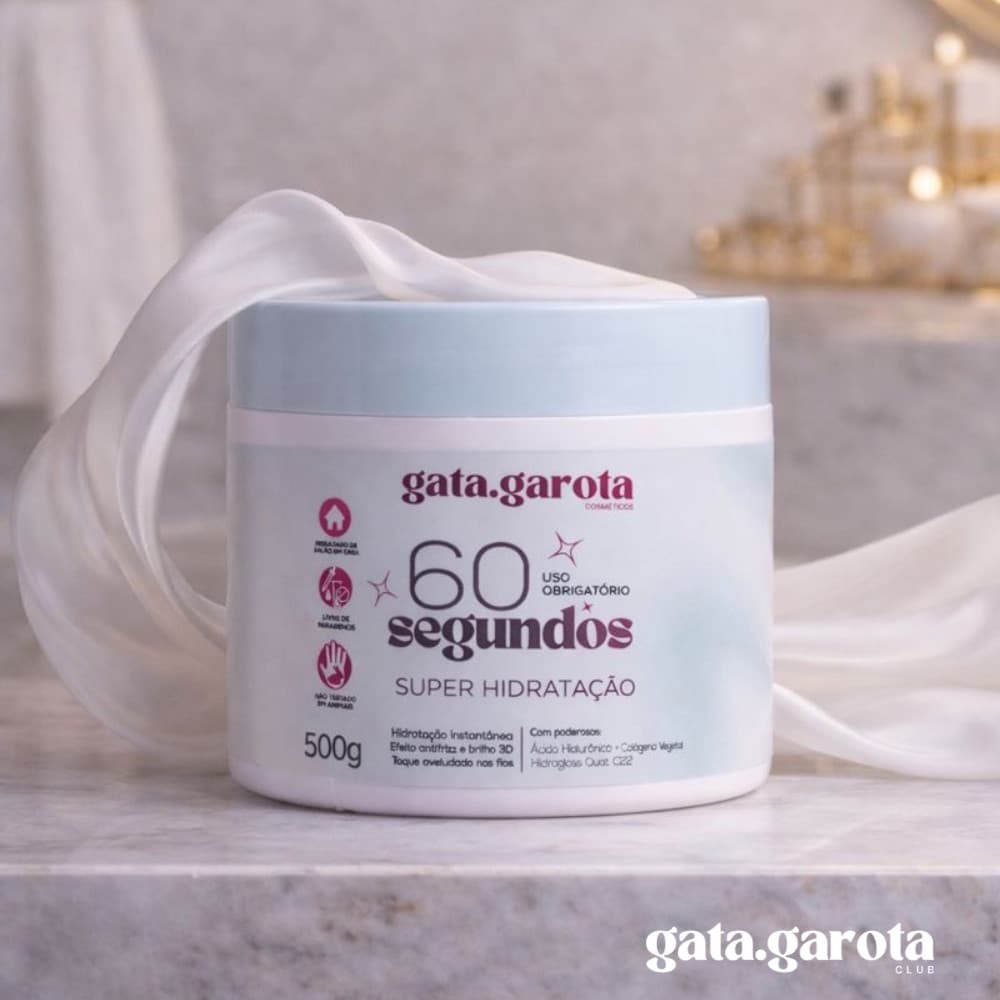 Máscara 60 Segundos Hidratação Capilar Super Teia Desmaia Cabelo Antifrizz Brilho 3D Gata Garota