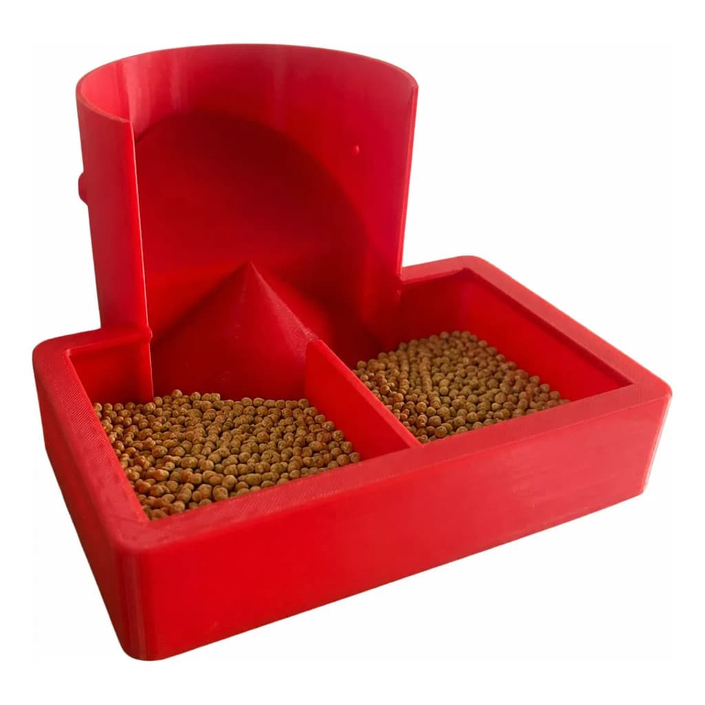 Comedouro Automatico Frango Galinha Aves Alimentador Grande Sn Vermelho Anti desperdicio