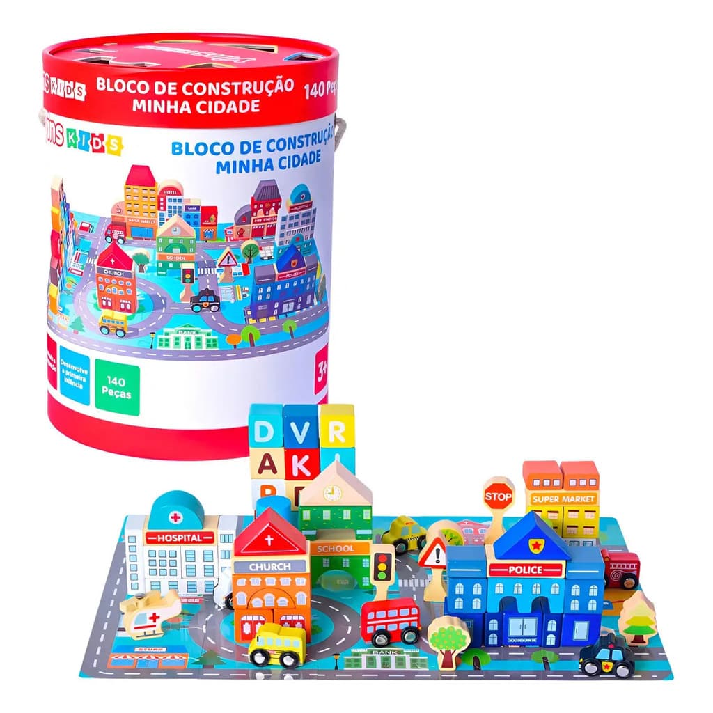 Blocos de Construção Infantil Yins Kids Minha Cidade 140 Peças