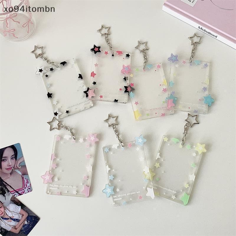 itens Porta-Cartões Fotográficos Com Estrela Colorida Fofa De 3 Polegadas Idol Photo Storage Card Display Protetor Pinge