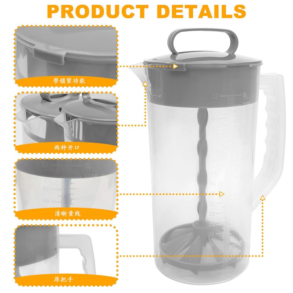 Plástico PP de qualidade alimentar, resistente a choques, resistente a altas temperaturas, suco Manual, pote de agitação