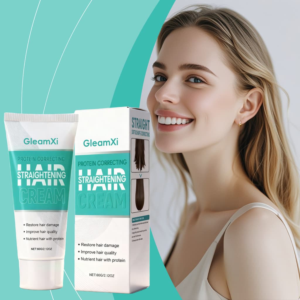 Condicionador Capilar de Queratina GleamXi Ingredientes suaves cuidam de cabelos lisos e brilhantes.