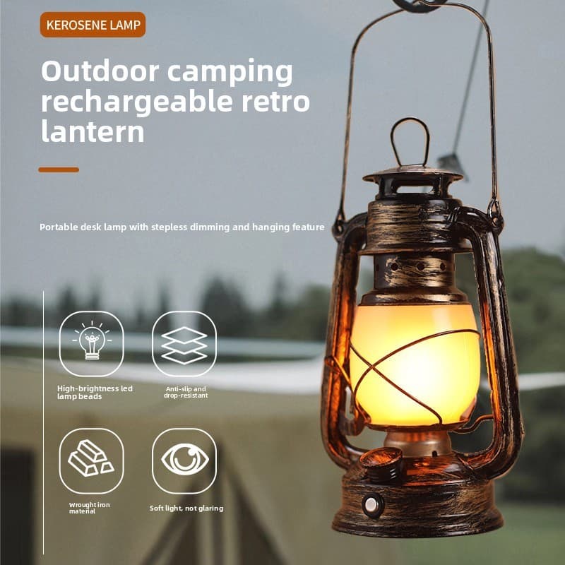 [Estoque Pronto] Retro LED Luzes De Acampamento Tenda De Cavalo Portátil Profissional Carregamento USB Multifuncional Fl