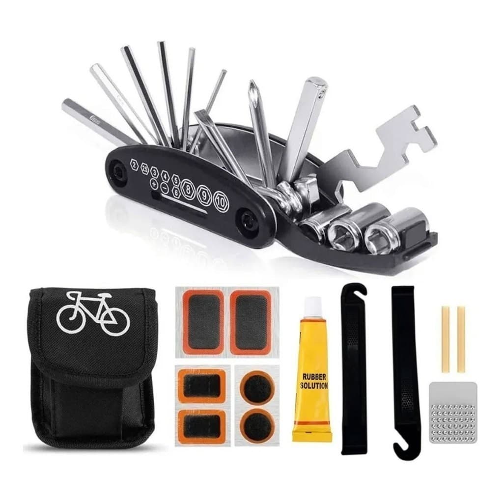 Kit De Reparo E Remendo Manutenção Para Bicicletas Com Chave Allen Bike com bolsa