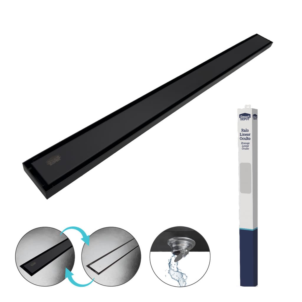 Ralo Oculto Linear SLIM BLACK 70x5.5 cm S/Borda Smart Depot