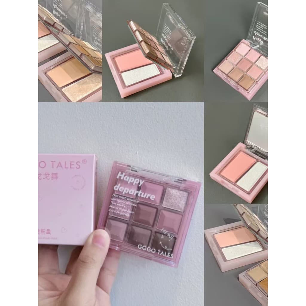 Gogo dança dupla camada de vidro Dreamland paleta de pó abrangente sombra Blush destaque caramelo em pó marrom terra cor