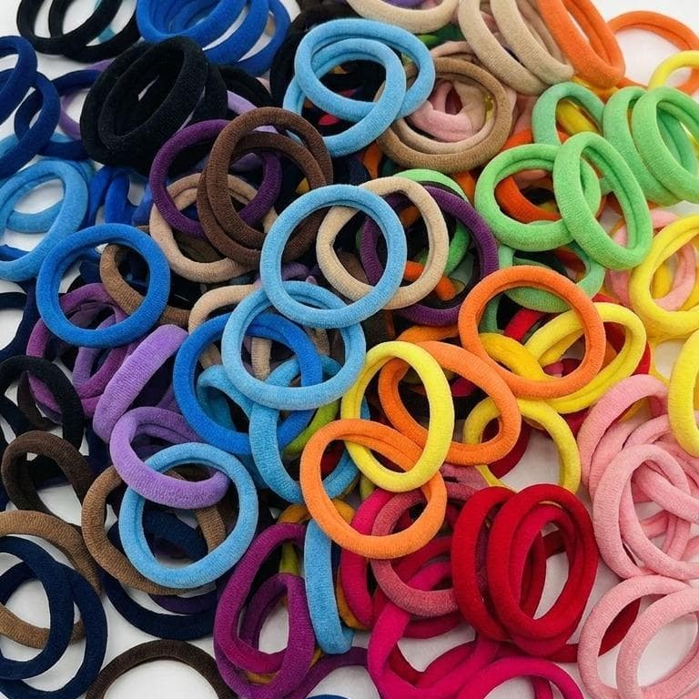 Elástico para Cabelo Preto, Azul, Roxo, Marrom, Verde, Rosa e Amarelo | Kit 48 | Resistente
