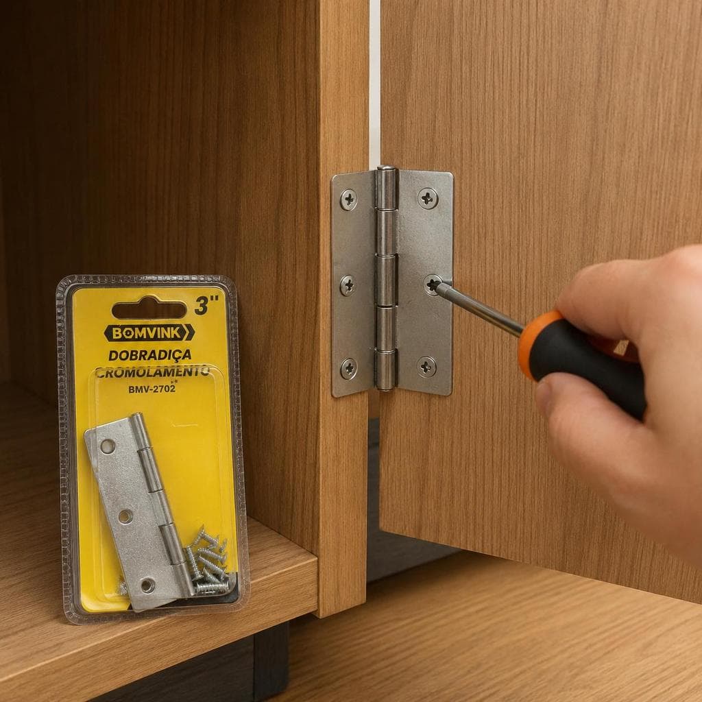 Dobradiça com Rolamento Bomvink 3” – Dobradiça Metálica com Parafusos para Porta