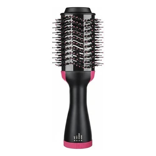 Escova Secadora Alisadora Profissional Para Cabelo Com Cerâmica Anti-frizz Preta E Rosa Preto E Rosa 127v