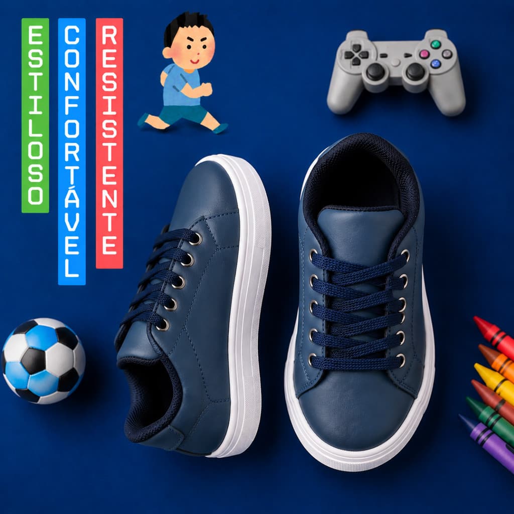 Tênis Infantil Menino Escolar Casual Confortável Original Para Passeio e Dia a Dia 26 ao 33