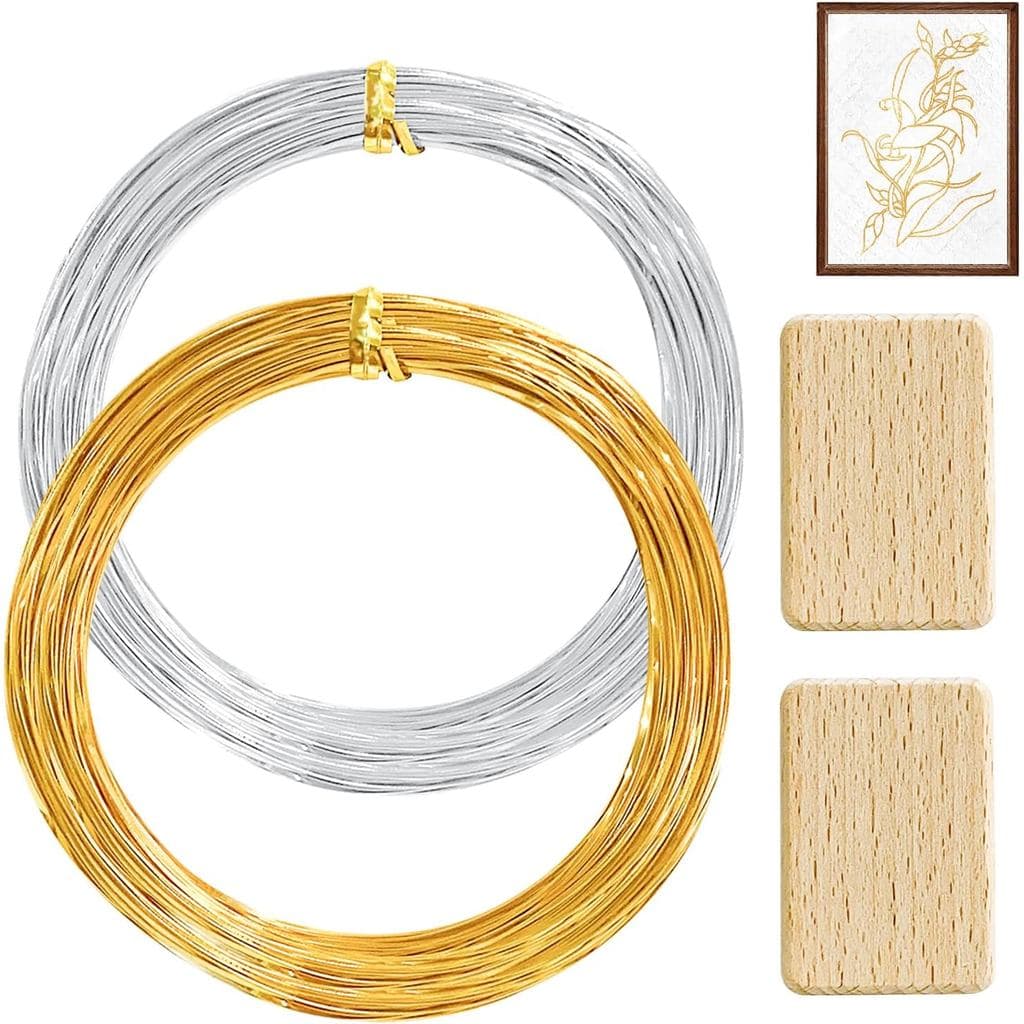 Fio Cloisonné WINUSD 20m Ouro e Prata (1x0,3mm) |   Kit de Ferramentas para Fabricação de Joias com 2 Tábuas para Endire