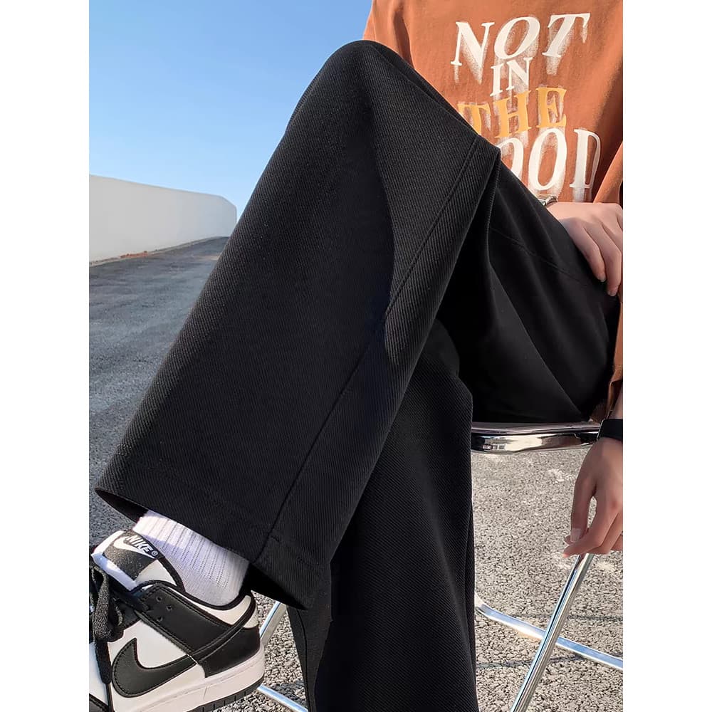 Verão novo estilo Drape Sweatpants masculino All-Match calças retas meninos calças de perna larga calças casuais calças
