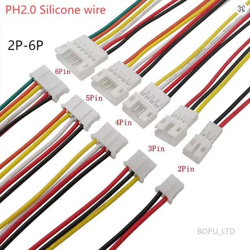 10 Pares Micro JST PH2.0 Cabo De Silicone Macio 10cm PH2.0 2/3/4/5/6p Conector De Plugue Macho Fêmea Com Fio 26AWG 10cm