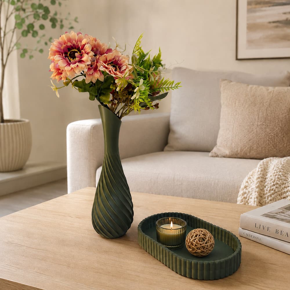Vaso Decorativo Com Bandeja para Sala, Mesa e Decoração Moderna