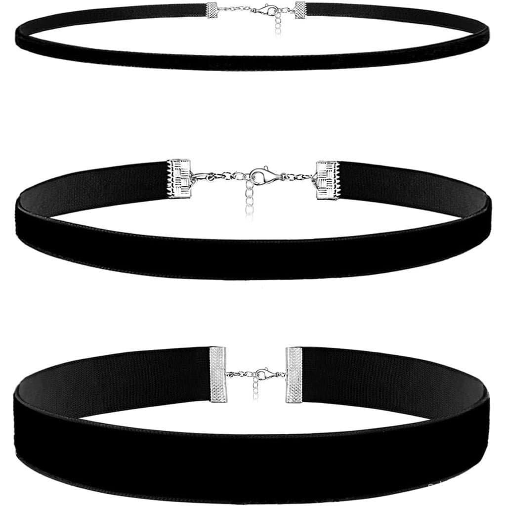 Conjunto de 3 colares choker de veludo para mulheres, colares clássicos ajustáveis para festas, cosplay, Halloween, pres