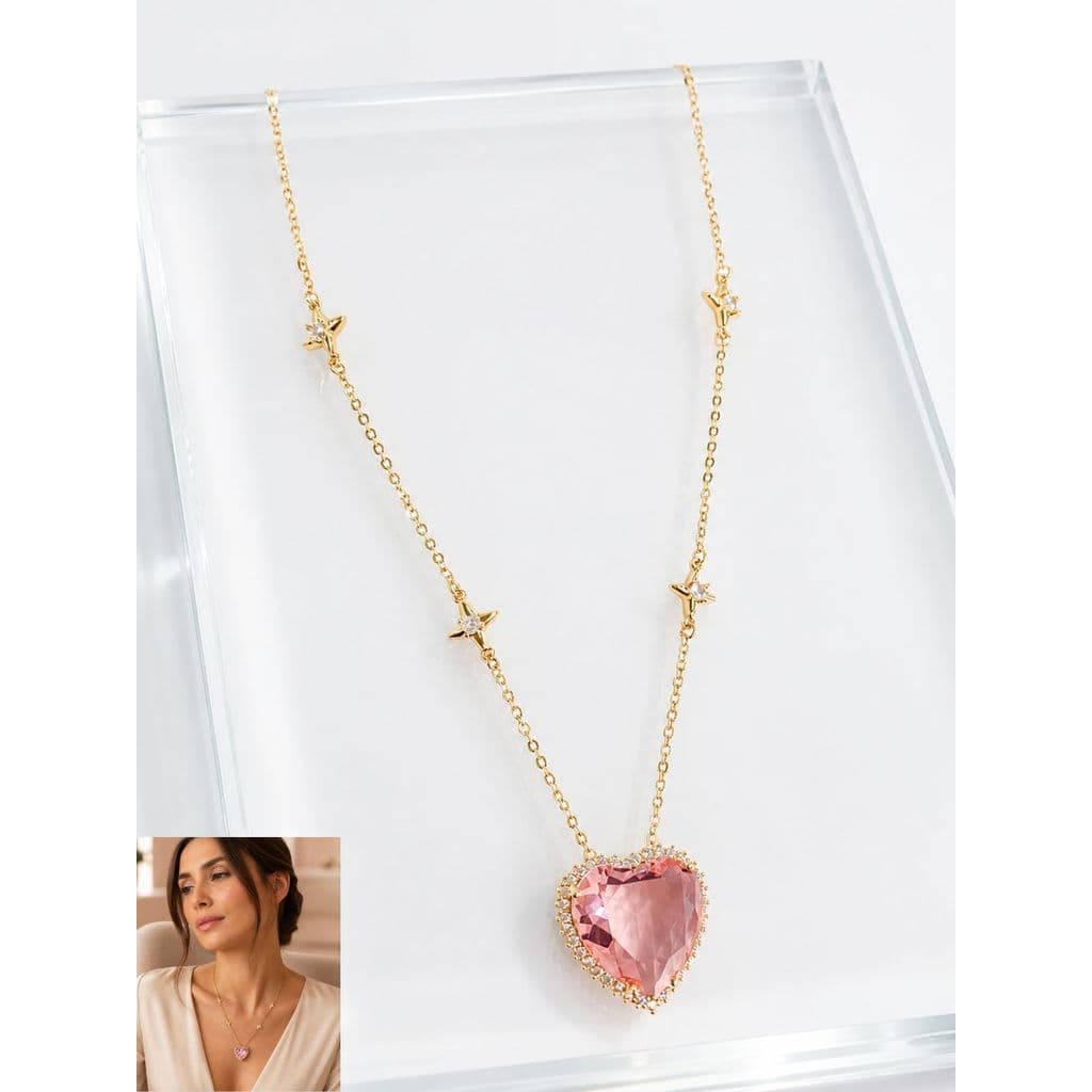 COLAR CORAÇÃO CRYSTAL VALENTINE - Folheado a Ouro 18k
