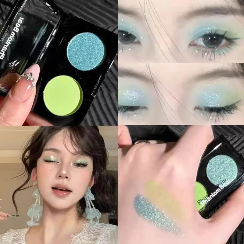 Verão Menta Leite Verde!Sombra de duas cores verde fresco fosco fino piscando perolado claro leite azul delicado contorn