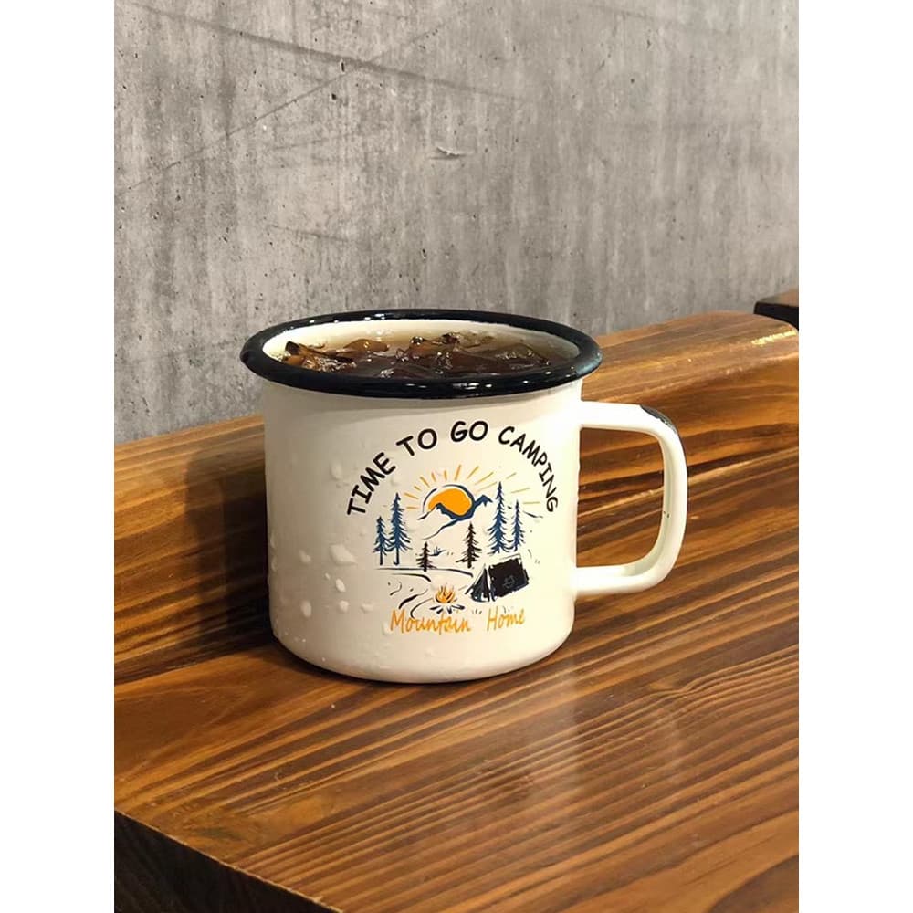 Divertido montanha selvagem acampamento esmalte copo nórdico inglês caneca acampamento piquenique xícara de café xícara