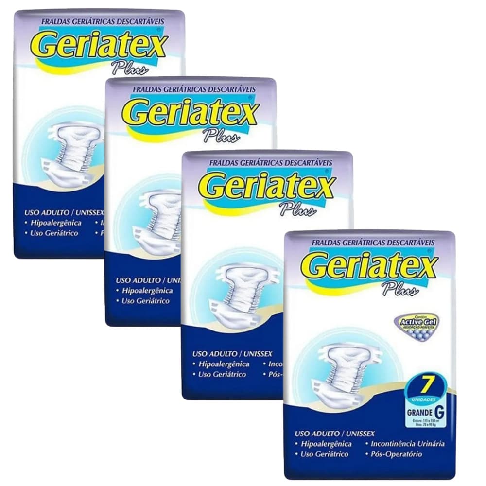 Kit 4x Fralda Geriátrica Unissex Plus G Absorção Inten 7 un