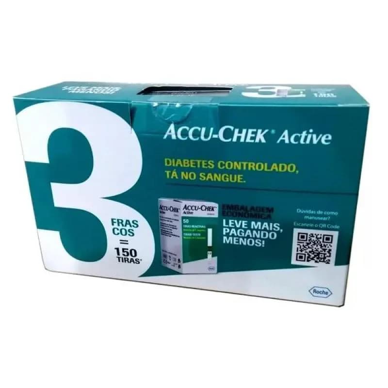 Kit Tiras De Glicemia Accu Chek Active C/ 150 Unidades