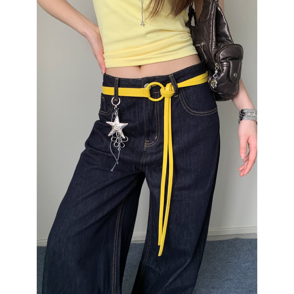 cinto feminino plus size cinto feminino largo Nicho Design doce estilo legal anel amarelo fivela cinto feminino versão c