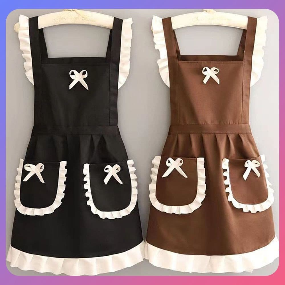 Avental japonês fofo SR, vestido de empregada com cós, para casa, cozinha, restaurante, roupa de trabalho feminina
