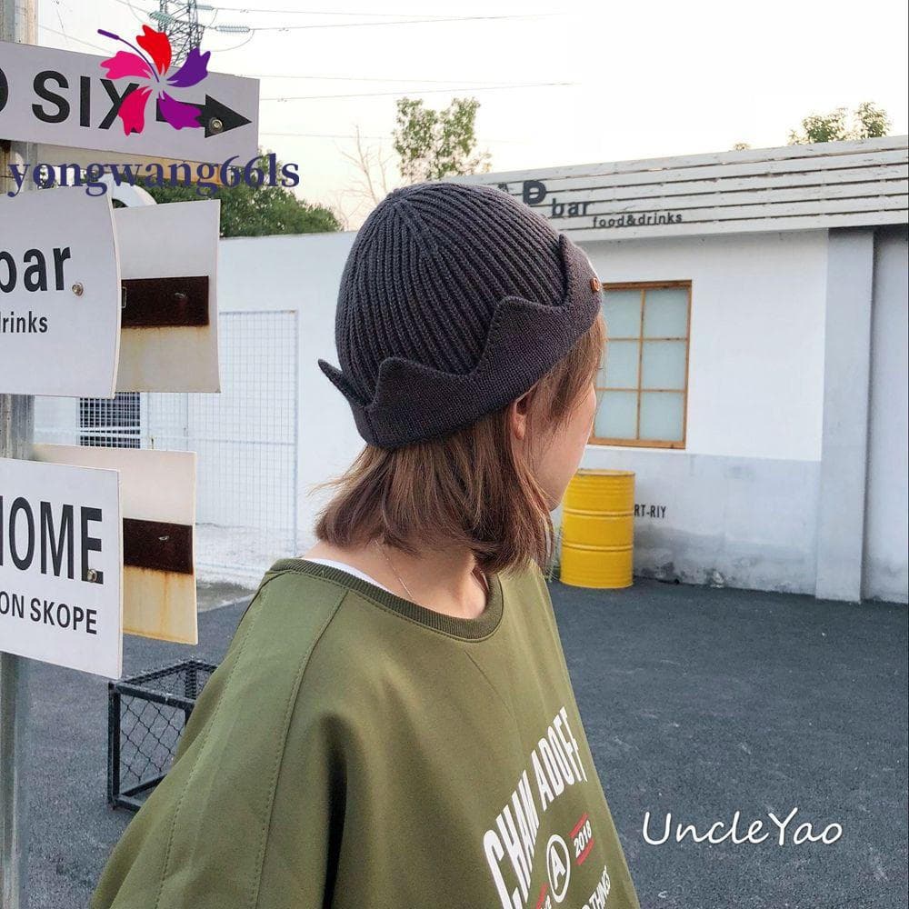 YONGWANG Chapéu De Malha Feminino Bonito Pano Tag Coroa Quente Chapéus De Esqui Crânios Masculino Gorros Boné