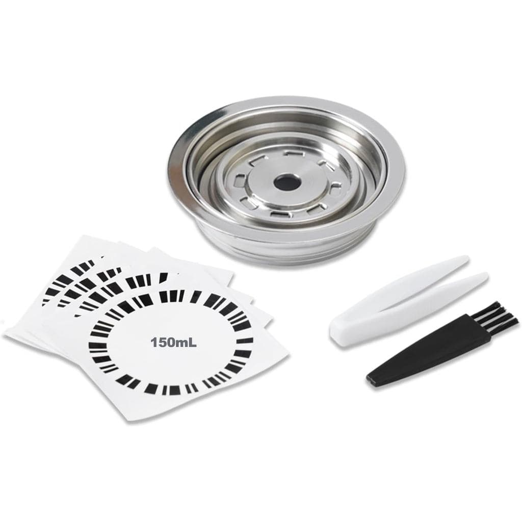Adaptador de Cápsula de Café Reutilizável, Adaptador de Cápsula de Café em Aço Inoxidável de 150 ML com 4 Adesivos Compa