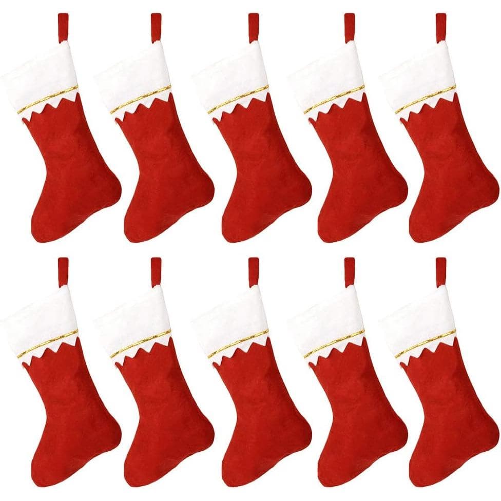 Meias de Natal DALJIAFA Grandes Vermelhas e Brancas, Kits de Meias de Natal para Decoração de Casa em Férias, Únicas, Cl
