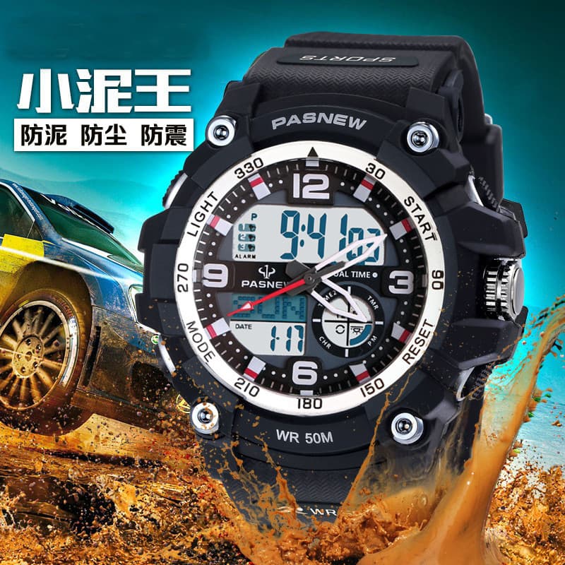 Baishengniu Relógio eletrônico masculino com mostrador grande à prova d'água, elegante, multifuncional, esportes ao ar l