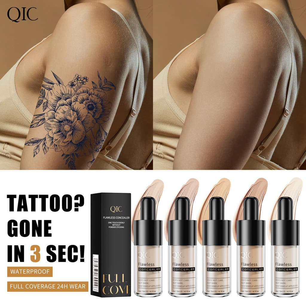 QIC tatuagem corretivo à prova dwaterproof água antiaderente pó capa círculos escuros marcas de Acne manchas cobertura c
