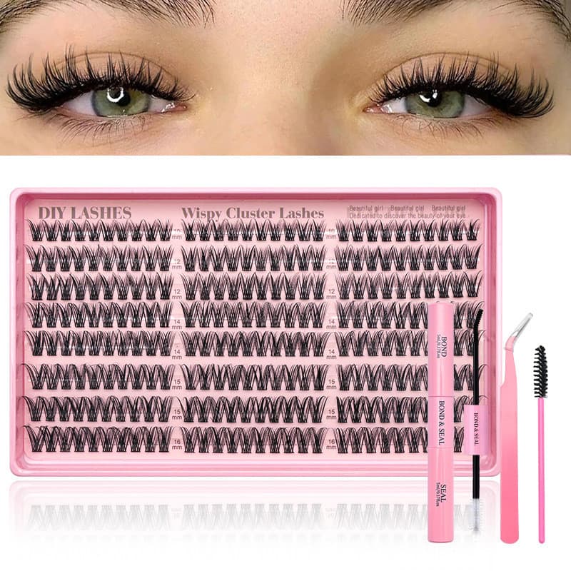 Conjunto De Cílios Postiços DIY De 24 Fileiras 10-16mm Curva C Europeus E Americanos