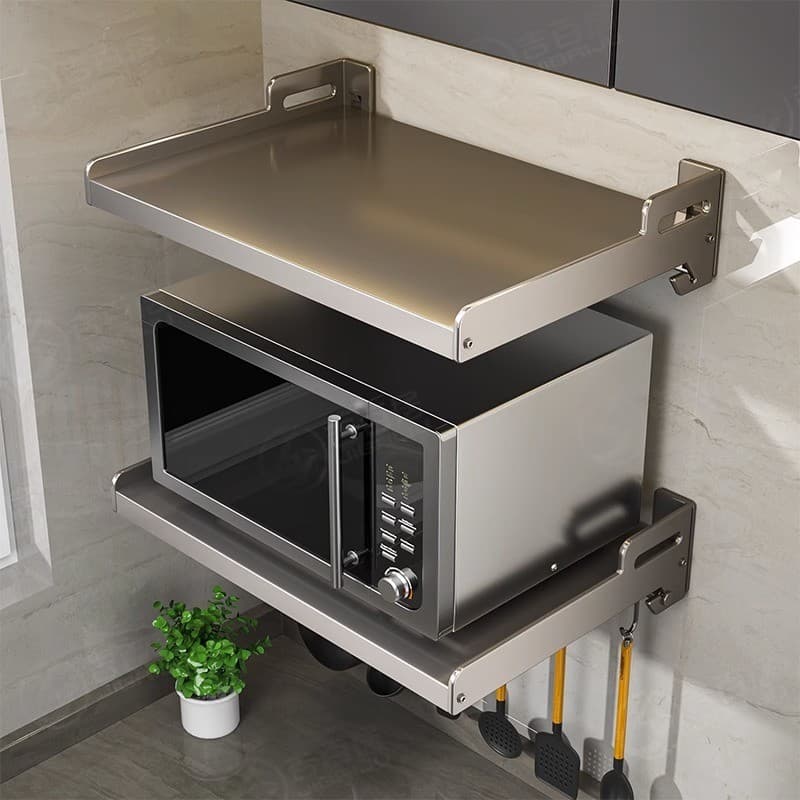 Rack de parede para micro-ondas, forno, panela de arroz, suporte de parede multifuncional, rack de armazenamento sem per